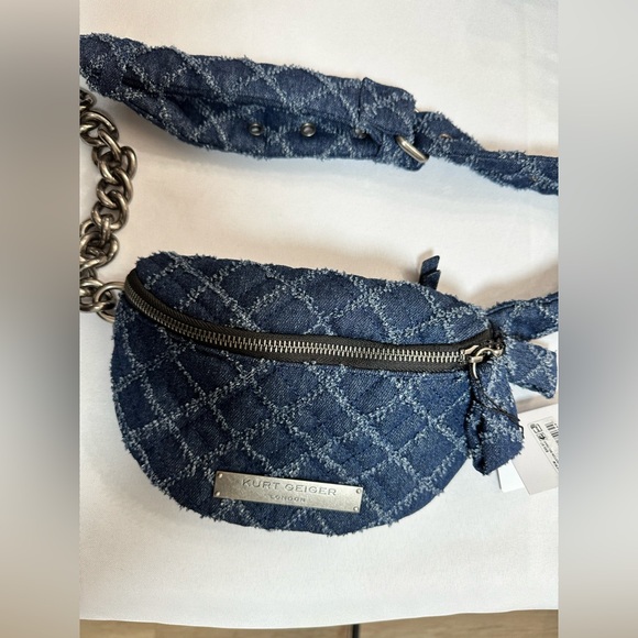 NWT Kurt Geiger Small Brixton Denim Quilt Belt Bag - Picture 13 of 14